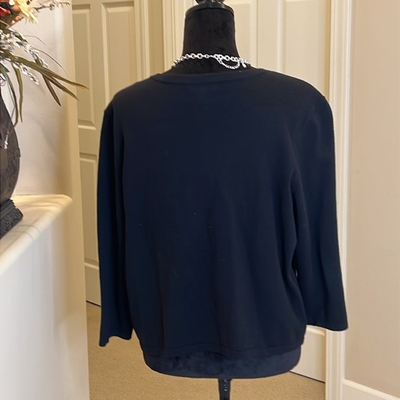 Charter Club Black and White Cardigan with Floral and beaded Embroidery - Picture 4 of 7